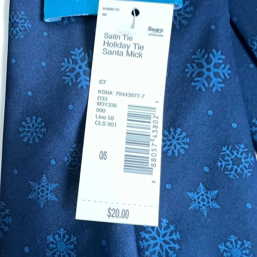 Disney Mickey Mouse Merry Christmas Navy Blue Snowflake Satin Holiday Tie New